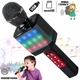 Дитячий бездротовий мікрофон караоке з LED підсвічуванням WSTER WS-1828U з Bluetooth колонкою 5Вт та функцією зміни голосу Чорний із сріблястим - зображення 1