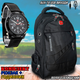 Рюкзак городской SwissGear-Black универсальный, для ноутбука, туристический с чехлом от дождя, разъем USB и для наушников Черный + Мужские кварцевые часы SwissArmy - изображение 1