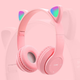 Беспроводные Bluetooth наушники с кошачьими ушками полноразмерные CAT-ear CEP47-M с LED подсветкой и MicroSD, microUSB, AUX Pink - изображение 4