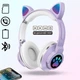 Детские беспроводные наушники кошачьи ушки CATear ME1-CE Bluetooth с LED подсветкой, плеером и MicroSD до 32Гб Фиолетовые - изображение 1