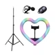 Кольцевая лампа светодиодная в форме сердца M-Light Heart Led RGB 33см с держателем телефона, разноцветный свет для селфи и блогеров, USB+ Штатив 2 метра+Bluetooth пульт+Микрофон - изображение 14