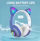 Наушники c кошачьими ушками CAT BL 4.2 c RGB подсветкой и MP3 плеером MicroSD, FM Синие - изображение 2