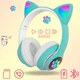 Наушники "Кошачьи ушки" беспроводные с разноцветной подсветкой RGB и MP3 плеером Cute Headset 280ST Bluetooth, MicroSD, FM-Радио Зеленые - изображение 1