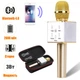 Беспроводной портативный Bluetooth микрофон караоке KTV Q7S с 2 динамиками, Led подсветкой в чехле Gold - изображение 1
