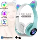 Повнорозмірні бездротові навушники Cat Headset M23 Bluetooth з RGB підсвічуванням і котячими вушками Hi-Fi Stereo Зелені - зображення 1