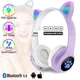Повнорозмірні бездротові навушники Cat Headset M23 Bluetooth з RGB підсвічуванням і котячими вушками Hi-Fi Stereo Purple - зображення 1