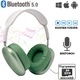 Повнорозмірні бездротові Bluetooth навушники-гарнітура з акумулятором Macaron MP90 з MP3 плеєром/AUX/microSD Зелені - зображення 1