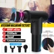 Аккумуляторный массажер для тела мышечный портативный 4 насадки Fascial Gun 4 насадки 6 скоростей Black - изображение 1