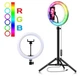 Кольцевая светодиодная лампа RGB 26 см со штативом 2м кольцевой свет с держателем для телефона Набор блогера - изображение 8