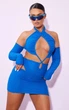 Боди рыфленный с вирезами и рукавами PrettyLittleThing Синий 11063 S (42) - изображение 4