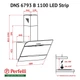 Вытяжка декоративная наклонная Perfelli DNS 6793 B 1100 BL LED Strip - изображение 8