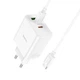 Мережевий зарядний пристрій Hoco C126A PD40W 2USB-C 1USB QC3.0 cable Type C to Type C Швидка зарядка White - изображение 4