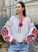 Современная вышиванка женская в стиле бохо "Адель" на белом домотканом полотне 12218-48 (L) - изображение 1