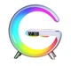 Настільна смарт лампа-нічник G-Smart RGB 15W Light Sound Machine з бездротовою зарядкою і Bluetooth-колонкою 3W біла (З годинником) - зображення 4