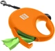 Поводок-рулетка для собак WAUDOG R-leash с контейнером для пакетов светоотражающая лента L до 40 кг 5 м Оранжевый (26294Collar) - изображение 4