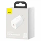 Мережевий швидкий зарядний пристрій на Type-C на 3A 25W блок живлення Charger EU White, Baseus (CCSP020102) - зображення 3