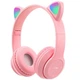 Наушники Bluetooth УШКИ CATear LED беспроводные RGB 360 мАч Розовые CPM-047-Pink - изображение 1