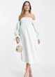 Коктельна сукня з бюстом резинкою Asos Світло-салатова 10941 L (46) - зображення 4