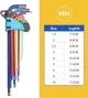 Набір шестигранних ключів CCLIFE, 18 предметів, Torx 1,5-10 мм і кулькова головка T10-T50 Cr-V з кольоровим шестигранним ключем на ручці - зображення 5