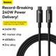 Кабель для зарядки Baseus CAWJ040101 USB-C – USB-C 240W 200 см Черный - изображение 7