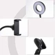 Держатель для телефона гибкий 50 см и кольцо 9 см с LED подсветкой + держатель для микрофона 40 см для трансляций набор блогера, черный - изображение 3