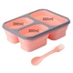 Складний Ланч Бокс на 3 секції із столовим прибором collapsible silicone lunch box Рожевий - изображение 1