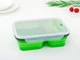 Складний Ланч Бокс на 3 секції із столовим прибором collapsible silicone lunch box Зелений - изображение 3