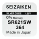 Батарейка часовая серебрянно-цинковая Seiko 364 SR621SW (G1,AG1,164), 1.55V, блистер - изображение 1
