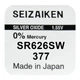 Батарейка часовая серебрянно-цинковая Seiko 377 (SR626SW/SR66), 1.55V, блистер - изображение 1