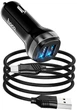 Автомобильное зарядное устройство Hoco Z40 2.4A порты 2 USB + кабель USB-TypeC Black (33686) - изображение 3