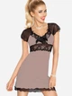 Koszula nocna damska koronkowa DKaren Slip Paulina S Cappuccino/Czarny (5902230015821) - obraz 1