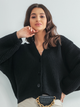 Kardigan damski z bufiastymi rękawami Fobya Cardigan F1158 S-M Czarny (5903707116324) - obraz 2