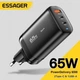 Зарядний пристрій Essager GaN 65W чорний, швидка зарядка PD3.0 - зображення 1