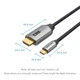 Кабель Type-C-HDMI 2.0 4K 60Hz HDCP 2.2 Thunderbolt 3 Vention Cotton Braided 1.5m Grey (CRBBG) - изображение 4