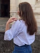Святкова жіноча вишиванка літня біла по білому "Жасмин" вишита блуза з коротким рукавом 12289-48 (L) - зображення 4