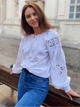 Ексклюзивна біла жіноча вишиванка рішельє "Роксана" блуза з решетилівкою на домотканому полотні 12291-60 (3ХL) - зображення 2