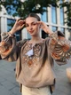 Современная женская вышиванка бохо на льняной ткани "Латешка" блуза бежевая с цветочной вышивкой 12310-46 (М) - изображение 6