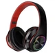 Беспроводные наушники B39 Bluetooth 5.0 полноразмерные с подсветкой, AUX, MP3, Черный с красным - изображение 2