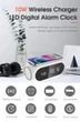 Беспроводная зарядка с LED часами, будильником, термометром Hitech Wireless Charger 10W QI W228 белая - изображение 5