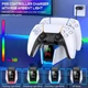 Зарядка для джойстика PS5 Chargings Station BebonCool Станція для PlayStation 5 PS5 DualSense на 2 геймпади з LED RGB підсвічуванням Білий - зображення 2
