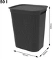 Корзина для белья с крышкой Rotho Brisen 50l черный - изображение 5