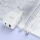 Адаптер сетевой Hoco Type-C to Lightning Cable Favor dual port N5 |1USB/1Type-C, PD20W/QC3.0, 3A| (Safety Certified) белый - изображение 3