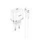 Адаптер сетевой HOCO Type-C to Lightning Cable Victorious single port charger set N24 |1Type-C, 20W/3A, PD/QC| белый - изображение 1