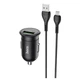 Адаптер автомобильный Hoco Micro USB Cable Mighty single port Car charger Z43 |1USB, 3A, QC, 18W| черный - изображение 1