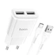 Адаптер мережевий Hoco Type-C Cable Star round dual Port charger set C88A |2USB, 2.4A| білий - зображення 2