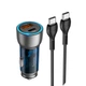 Адаптер автомобільний Hoco Type-C to Type-C cable Sprinter dual port Car charger NZ8 |1USB/1Type-C, QC/PD, 43W/3A| синій - зображення 1