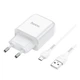 Адаптер сетевой Hoco Micro USB cable vigour N2 |1USB, 2.1A| (Safety Certified) белый - изображение 1