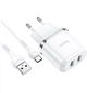 Адаптер сетевой HOCO Type-C cable Aspiring dual Port charger set N4 |2USB, 2.4A| (Safety Certified) белый - изображение 1