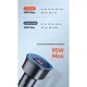 Адаптер автомобільний USAMS Dual Ports Digital Display Fast Car Charger US-CC146 C26 |1USB/1Type-C, 3A/95W, QC/PD| чорний - зображення 8