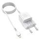 Адаптер сетевой HOCO Type-C to Lightning Cable Prestige charger set N20 |1USB/1Type-C, 20W, 3A, QC/PD| белый - изображение 2